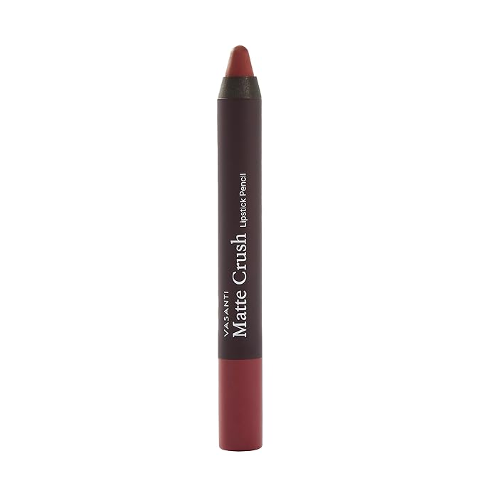 VASANTI Matte Crush Lipstick Pencil – Peachy Keen Natural Peach – Soft, Velvety Matte Finish, Waterproof, Smooth Application – Natural, Vegan, Paraben-Free Lip Color