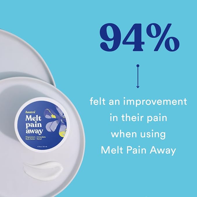 ASUTRA Melt Pain Away Magnesium Lotion for Pain Relief 7 oz | Magnesium Cream for Muscle, Leg Cramps, and Feet wtih Shea Butter & Almond Oil Moisturizer