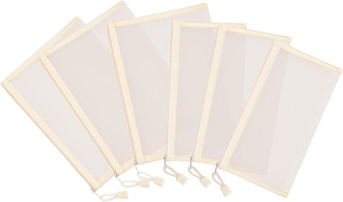 12 Pieces Zipper Nylon Mesh Pouch, Mesh Cosmetic Bags Makeup Bags Pencil Case, Multipurpose Travel Bags for Cosmetic School Office Supplies and Travel Accessories (Beige, A5+B6)