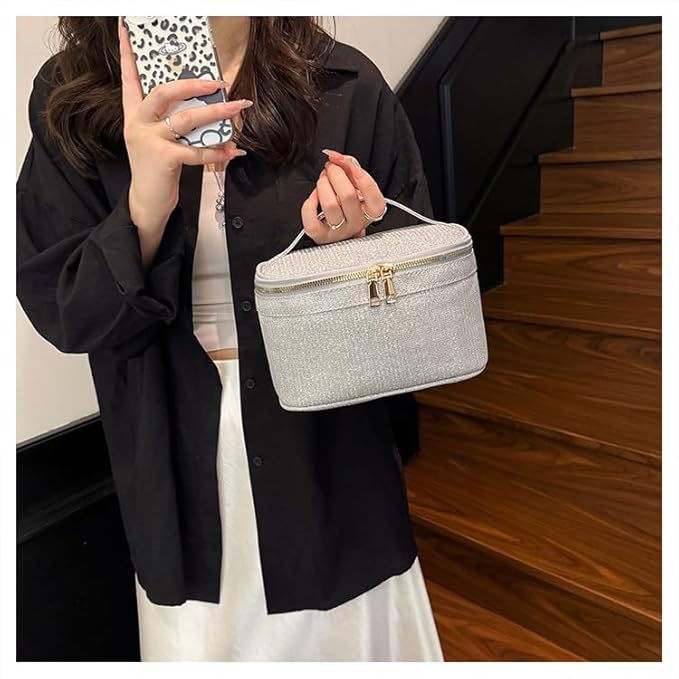 EURYNOME Makeup Bag with Custom Letter K, Water-Resistant Travel Organizer Pouch, (8.3x5.1x5.1 Inch) Cosmetic Case for Women