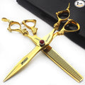 Gold Dragon Professional Hairdressing Scissors - 7 Inch 2-Piece Set, Gold and Black
