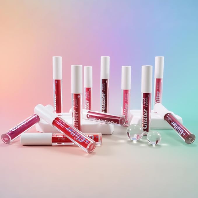 Nude Pink Metallic Lipstick for Women,Lightweight Glitter Sparkling Liquid Lipsticks,Shimmer Lip Gloss Stain Long Lasting Waterproof Smudge Proof Non-Drying 24 Hour Full Coverage Lip Makeup,Vegan