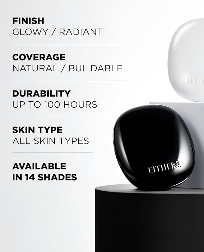 EITHER& Glow Pixel Cushion Foundation, Natural Coverage, Glow Finish – Up to 100 Hours, Moisturizing and Hydrating, Korean Beauty (#21N Natural, 12g)