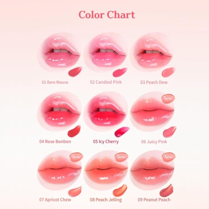 MQNY(MACQUEEN NEWYORK Dewy Water Glow Lip Tint 3.5g 9colors (#04 Rose Bonbon, Coral Rose)