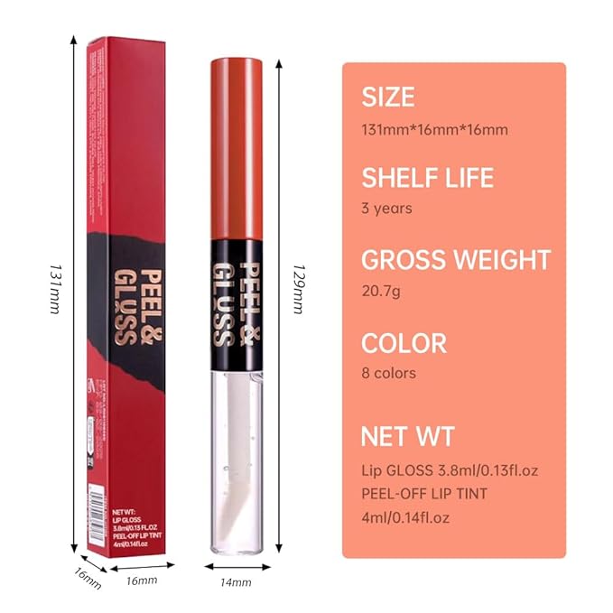 Chocolate Brown Peel Off Lip Gloss Tattoo and Lip Oil, Lip Stain Peel Off Masque - Peel Off Lip Tint ,Long Lasting Waterproof Transfer-proof Lip Mask Lip Gloss Peel Off Lip Liner,Stay Lip Makeup 07#