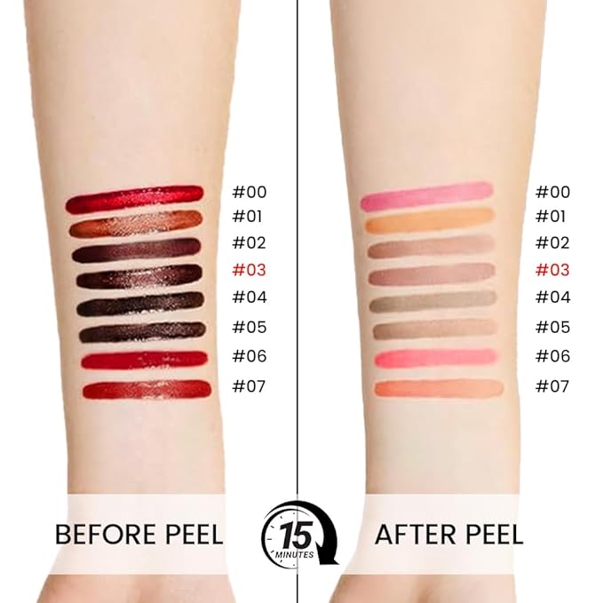 Matte Lip Gloss Stain-Peel Off Lip Liner Tattoo, Brownish Red Peel-Off Lip Tint，Long Lasting Peel Off Lip Stain, Waterproof Transfer-proof Lip Mask Lip Liner Peel Off Lip Gloss,Stayn Lip Makeup.03#