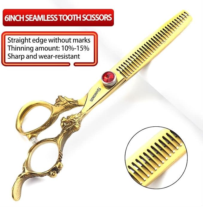 5.5/6 /7 Inch Purple Dragon Knight Professional Japanese Hair Scissors Barber Scissors Set (6 inch 3pc-B)