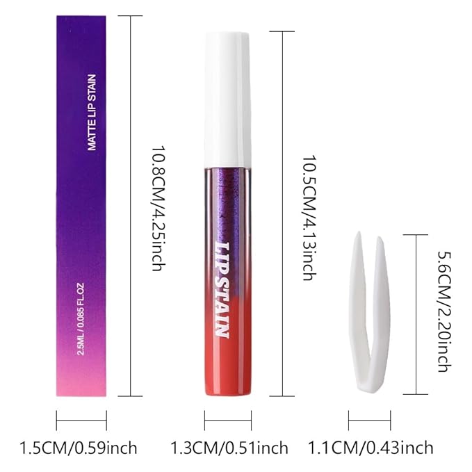 3Pcs Matte Liquid Lip Stain Peel Off Lip liner Tattoo with Tweezer, Nude Brown & Brownish Red & Orange Red Lipstick Lipstain Long Lasting Waterproof for Women, Highly Pigmented Not Faded Smudge-proof