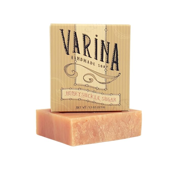 Natural Honeysuckle Sugar Bar Soap - Gentle Cleansing for Sensitive Skin, Sweet and Vanilla - 3 Pack