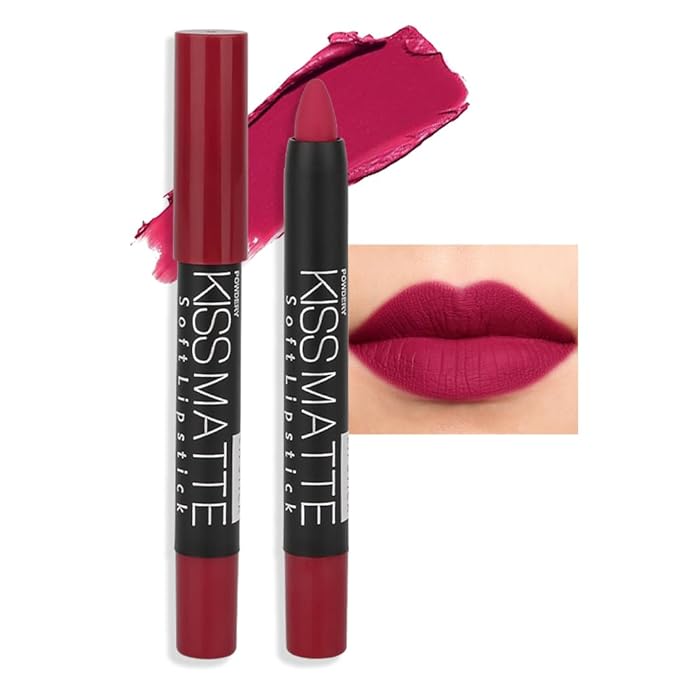evpct 1Pcs Plum Red Matte Lipstick and Lip Crayon Liner Pencil Pen Set for Women Lip Stain Long Lasting Waterproof labiales mate magicos 24 horas originales pintalabios permanente 24 horas 02