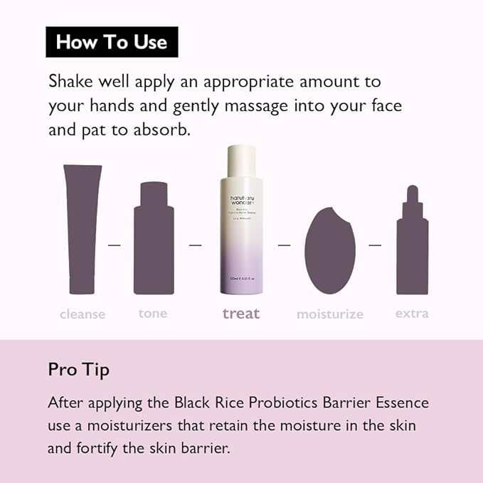 haruharu Wonder Black Rice Probiotics Barrier Essence, Travel Size, Skin Flooding & Layering, Strengthen Skin Barrier, Soothing, Plumping, Holiday Stocking Stuffer, Korean Skincare, 1.01 fl. oz