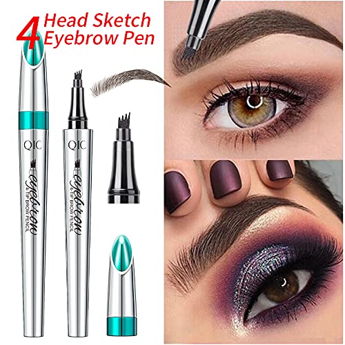 Microblading Eyebrow Pencil, Eyebrow Pen with an Upgrade Micro-Fork Tip Applicator, Waterproof Microblading Brow Pen,Last All Day, Brow Pencil for Natural Looking Brows Makeup (Black)