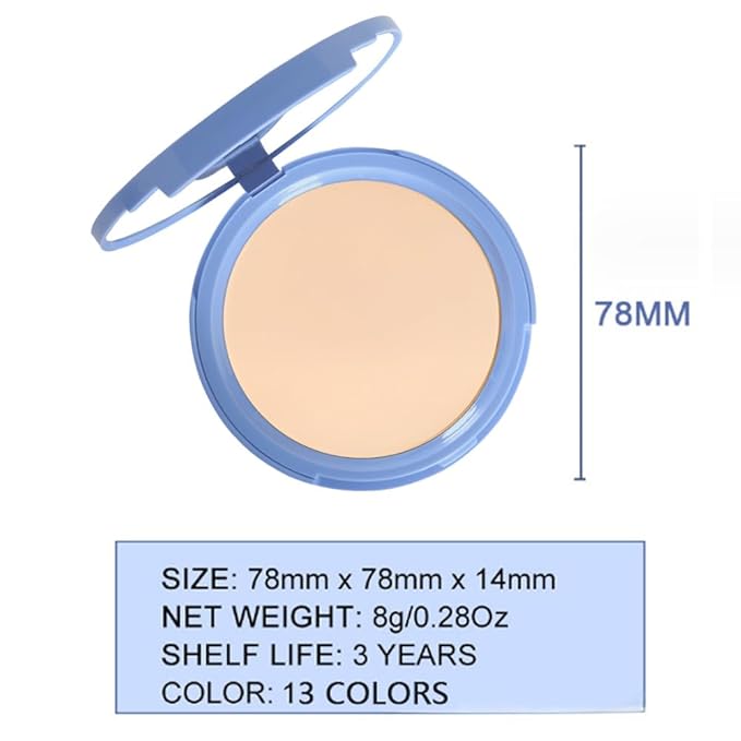 Oil Control Matte Perfection Face Powder Compact For Women, Matte Smooth Flawless Setting Powder Makeup, Polvo Compacto De Maquillaje, Waterproof Long Lasting, 0.35Oz (01 Classic Ivory)