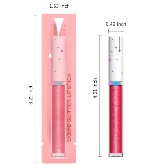 evpct 1Pcs Sexy Red Metallic Glitter Lip Gloss Stain Lipstick for Women Long Lasting Waterproof 24, Ruby Red Frosted Metallic Shimmer Glossy Chrome iridescent Liquid Lipstick Lip Gloss Makeup 04