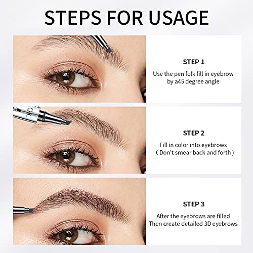 Microblading Eyebrow Pencil, Eyebrow Pen with an Upgrade Micro-Fork Tip Applicator, Waterproof Microblading Brow Pen,Last All Day, Brow Pencil for Natural Looking Brows Makeup (Light Brown)