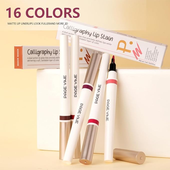 Matte Calligraphy Liquid Lip Liner Lipstick Pencil, Nude Rose Long-Lasting Transfer-Proof Lip Stain, Lightweight Lipstick, Sheer Buildable Color, Fades to a Natural Wash of Colors