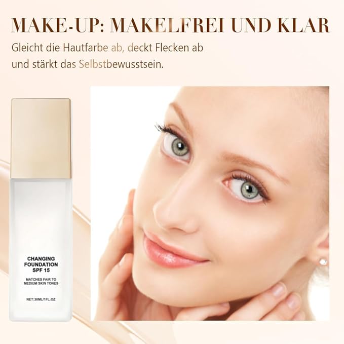 Color Changing Foundation for Mature Skin, Hydrating and Lightweight Liquid Foundations, Tone Suitable for All Skin Types (1 pcs)