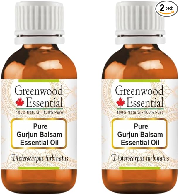 Greenwood Essential Pure Gurjun Balsam Essential Oil (Dipterocarpus turbinatus) Steam Distilled (Pack of Two) 30ml X 2 (2 oz)