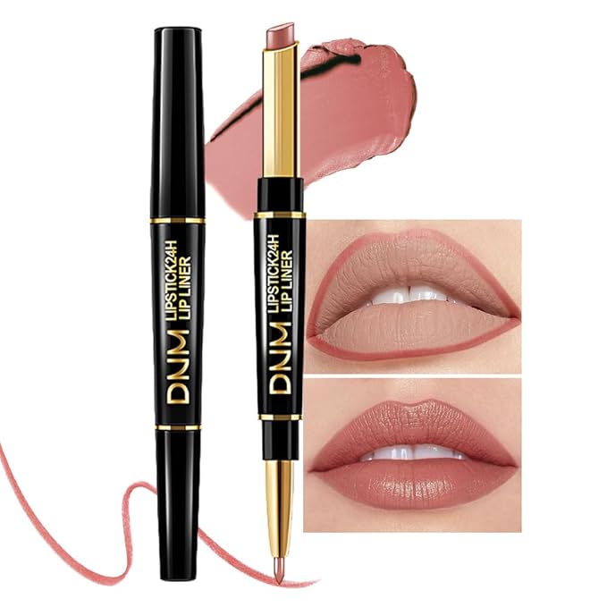 2-in-1 Fairest Nude Velvet Lip Liner & Lipstick Set Kit for Women, Matte Lips Kit with Lip Liner Lip Stains Long Lasting Waterproof 24 Hour Lipstick and Lip Liners Combo Lipliners Pencil Set 47