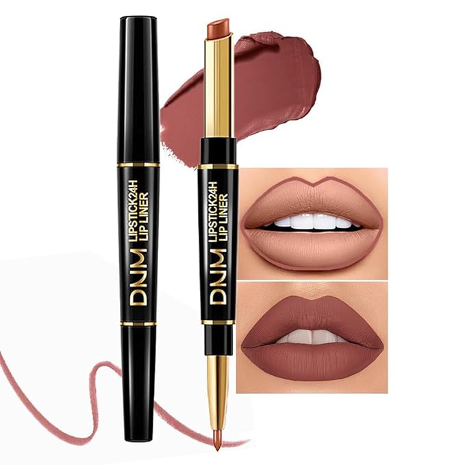 2-in-1 Brown Lip Liner & Lipstick Set Kit for Women, Matte Lips Kit with Lip Liner Lip Stains Long Lasting Waterproof 24 Hour Lipstick and Lip Liners Combo Lipliners Pencil Set 11