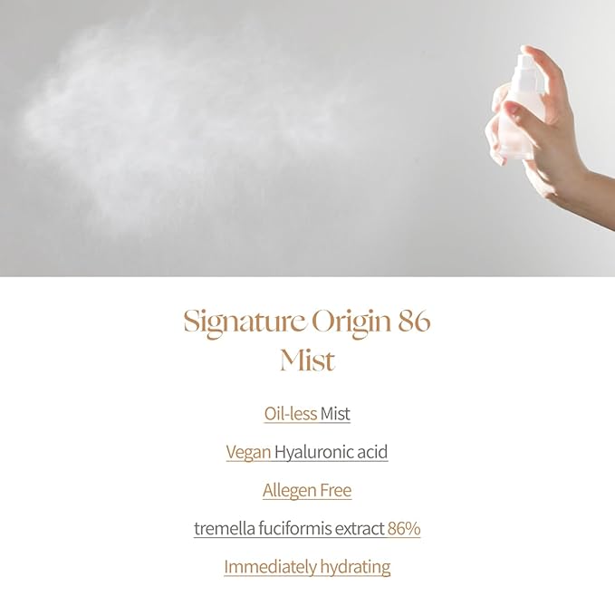 Deeponde Signature Origin 86 Mist 1.69 Fl oz Tremella Fuciformis(Snow Mushroom) Extract 86%,Oil-less,Vegan, Hydrating