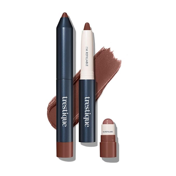 TRE'STIQUE Matte Lip Crayon, Matte Lipstick With Built-in Lip Gloss Balm, 2-in-1 Lip Liner Set With Lip Crayon and Lip Balm, Lipstick and Lip Gloss Kit (Sierra Sable Refillable)