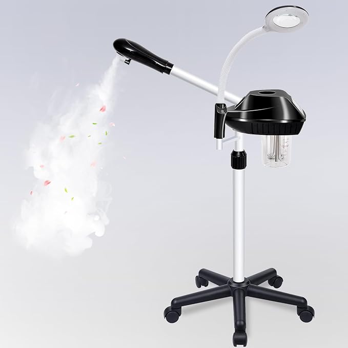 Facial Steamer Professional, 2 in 1 Facial Steamer with 5X Magnifying Lamp, Ozone Face Steamer, Suitable for Home or Beauty Spa Use