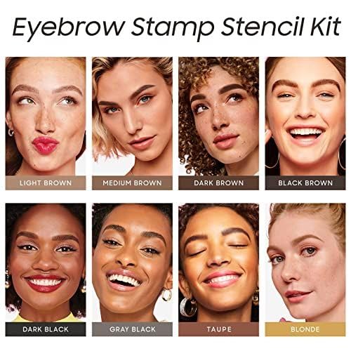 Eyebrow Stamp Stencil Kit - 24PCS Eyebrow Stencils for Perfect Brow, Eyebrow Stamp Long-lasting Waterproof & Smudge-Proof, Eyebrow Kit with Eyebrow Brush for Thin & Thick Brow (Blonde)