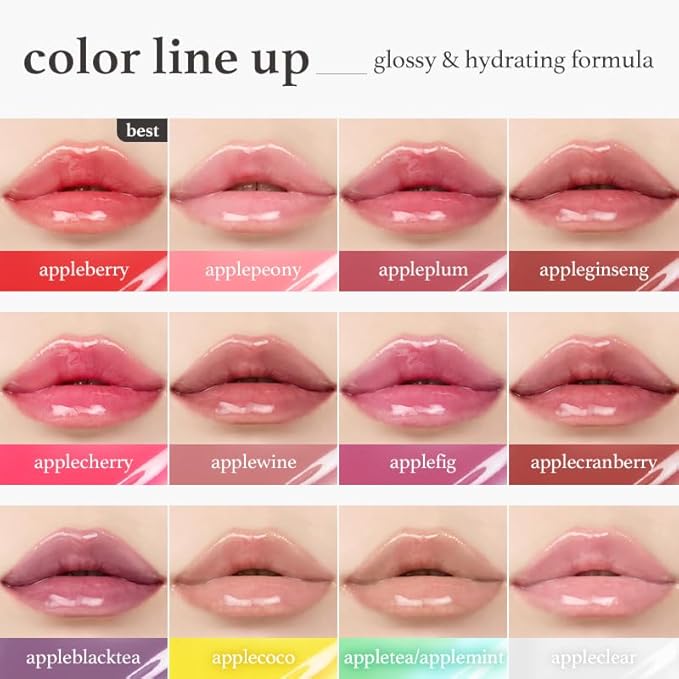 NOONI Korean Lip Oil - Applewine | Long-Lasting, Moisturizing, Plumping, Revitalizing for Dry Lips, Waterproof, No Peel Off, Hydrating, Stocking Stuffers, Gifts For Women, 0.12 FL Oz