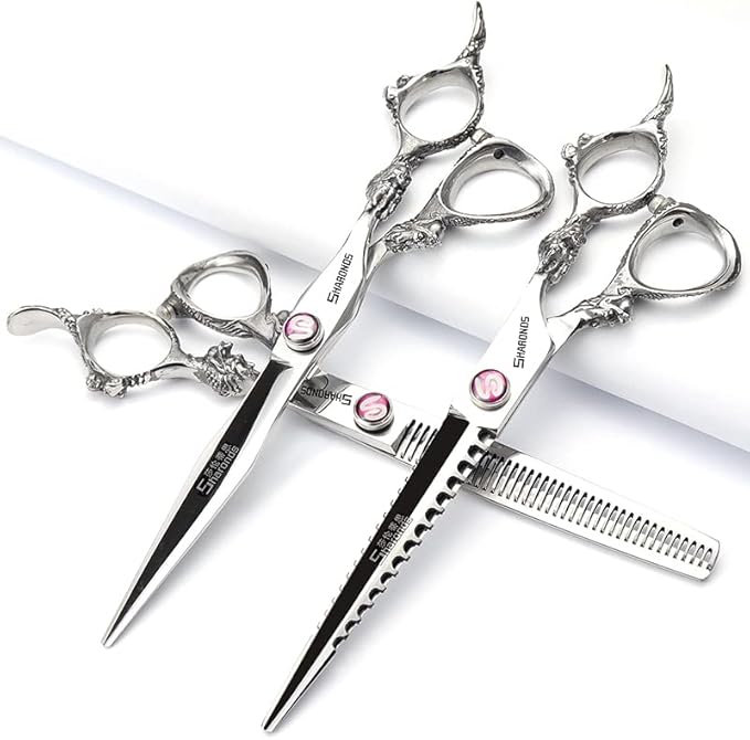 Hair Scissors 6/7/8/9-inch 440C High Hardness For Hairdressers Haircuts Cuttinging Scissors Professional Haircut (7 inch-3pc-A)