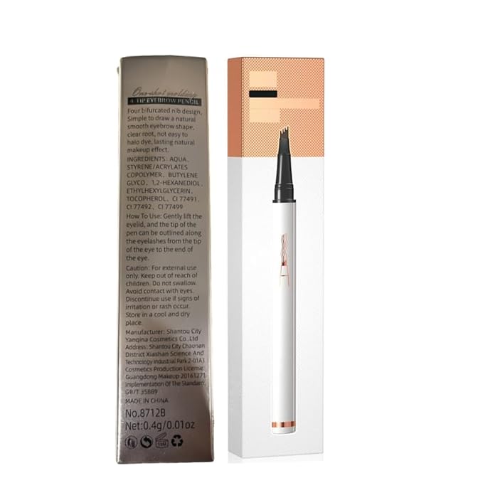 Magic Eyebrow Pencil 4-Tip Microblading Eyebrow Pen Natural Makeup Fine Stroke, Stay on All Day (Brown)
