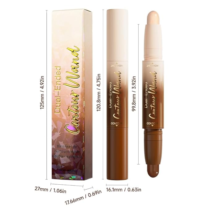 evpct Nuetral Nude & Beige Cream Contour Stick Face Body Makeup Dual Ended, no Transfer Waterproof 2 in 1 Cream Concealer Stick Contouring Makeup, Nose Contour Bronzer Sticks Face Highlighter Make up