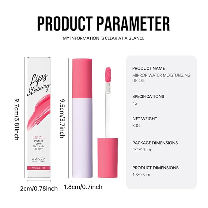 Nourishing High-Shine Lip Gloss,Hydrating & Moisturizing Lip Tint, Non-Sticky, Long-Lasting Glossy Lip Stain,Softens & Plumps Lips for Smooth,Gentle Formula for Dry Lips 02#Peony Pink