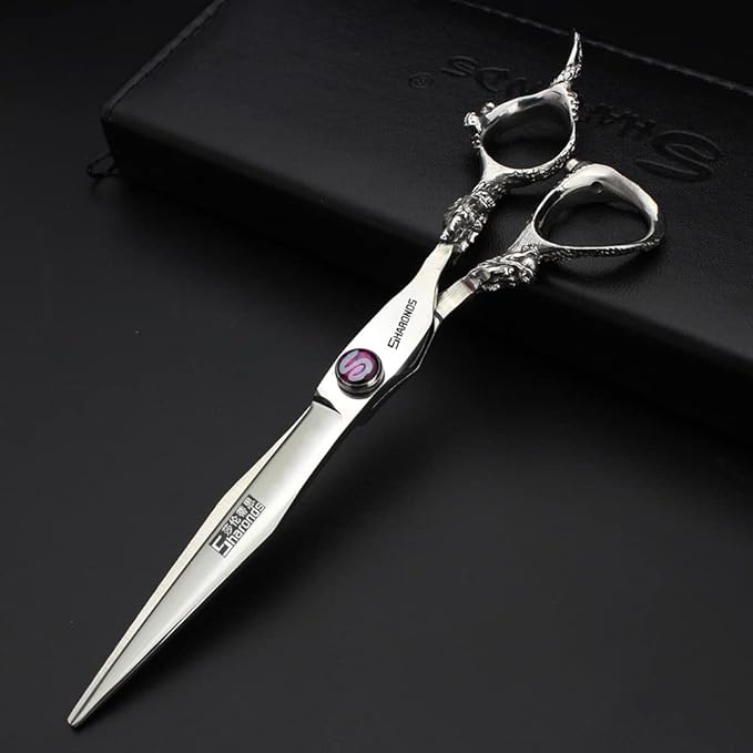 5.5/6 /7 Inch Purple Dragon Knight Professional Japanese Hair Scissors Barber Scissors Set (7 inch 2pc-A)