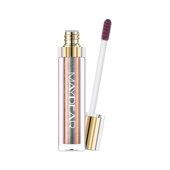 Maydear Chameleon Lipstick, High Pigmented Green Lipstick for Women Metallic Shine Lip Gloss, Full-Coverage Multichrome Long Lasting Rainbow Lip Makeup, Fuchsia Green
