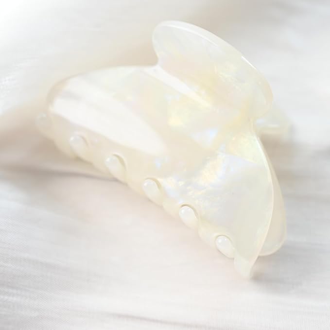 Handmade Celluloid Acetate French Design Barrettes Tortoise Shell Claws Hair Claw Luxury Fashion Accessories Hair Clip for Women (jade white)