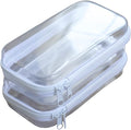 Maple & Lark Bliss Bins - Hard Sided Clear Zipper Case for Storage - Professional-Grade Plastic Clear Zipper Pencil Case, Toiletry Pouch, Travel Organizer, Cosmetic Bag, Toy Storage Bins (2 Pack, XS)