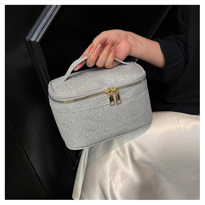 EURYNOME Makeup Bag with Custom Letter S, Water-Resistant Travel Organizer Pouch, (8.3x5.1x5.1 Inch) Cosmetic Case for Women