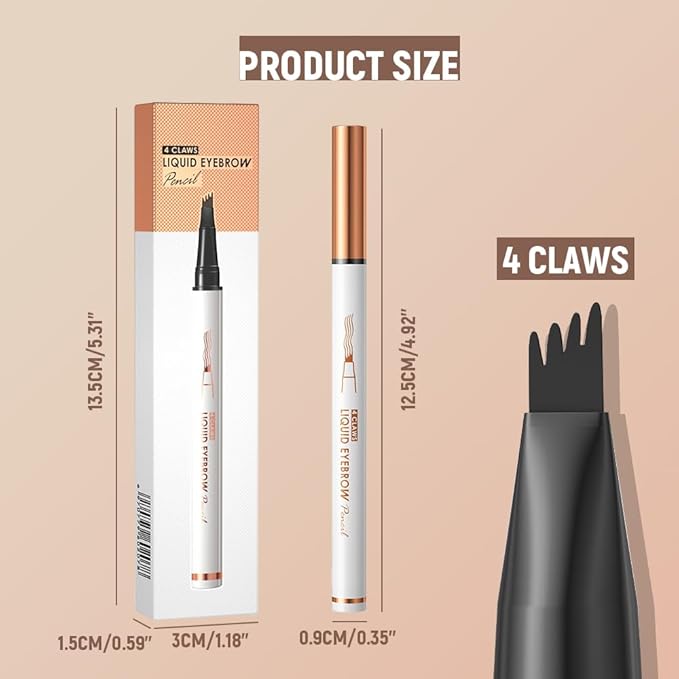 Eyebrow Pencil, Microblading Eyebrow Pencils for Women, Premium Magic 3D Waterproof Microblading Eyebrow Pen 4 Fork Tip Tattoo Pencil, Eye Brow Makeup Long-Lasting for Women (Black)