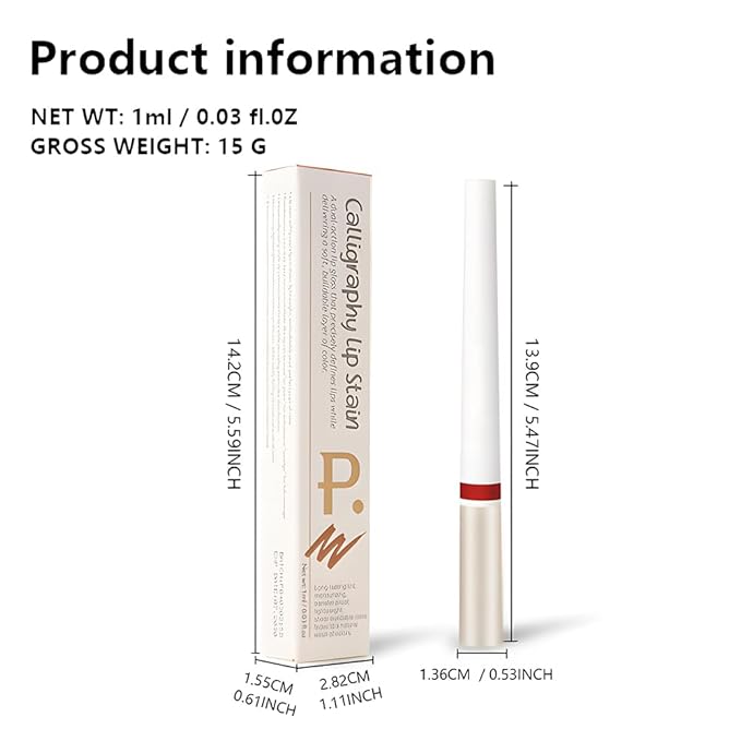 Matte Calligraphy Liquid Lip Liner Lipstick Pencil, Fire Brick Long-Lasting Transfer-Proof Lip Stain, Lightweight Lipstick, Sheer Buildable Color, Fades to a Natural Wash of Colors