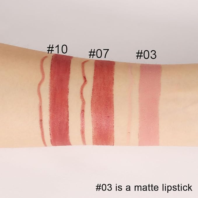 evpct 1Pcs Nude Beige Brown Matte Lip Liner and Lipstick Set Kit for Women, 24 Hour Waterproof, Dual-Ended Lipstick and Lip Liner Combo