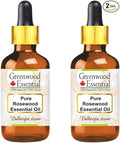 Greenwood Essential Pure Rosewood Essential Oil (Dalbergia Sissoo) with Two Glass Droppers Steam Distilled (Pack of Two) 30ml X 2 (2 oz)