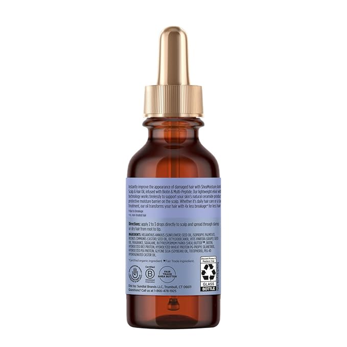 SheaMoisture Scalp & Hair Oil Anti-Hair Fall for Healthy Looking Hair and Moisturized Scalp, with Biotin & Multi-Peptide ScalpBoost Technology, 2 oz