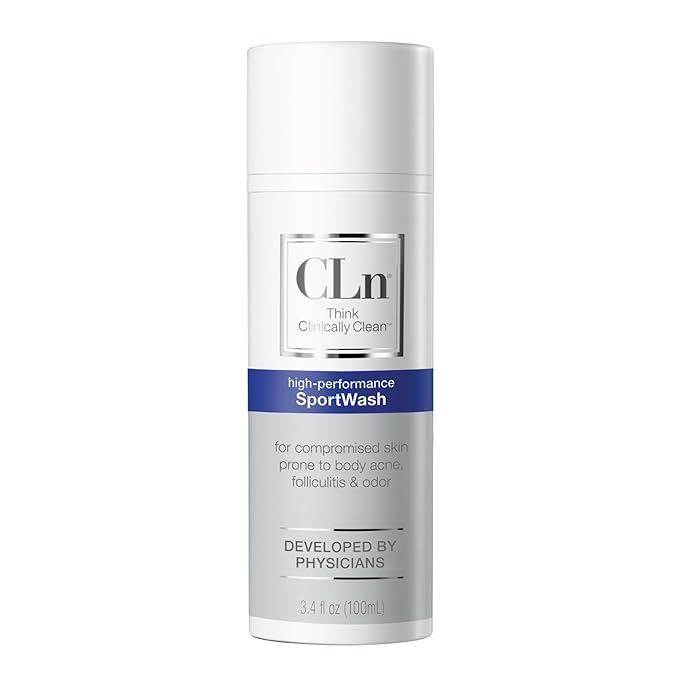 CLn® SportWash – High-Performance Sport Body Wash, For Men & Women Prone to Body Odor, Foot Odor, Ringworm, Folliculitis, & Back Acne, Fragrance-Free & Paraben-Free, 3.4 fl. oz.