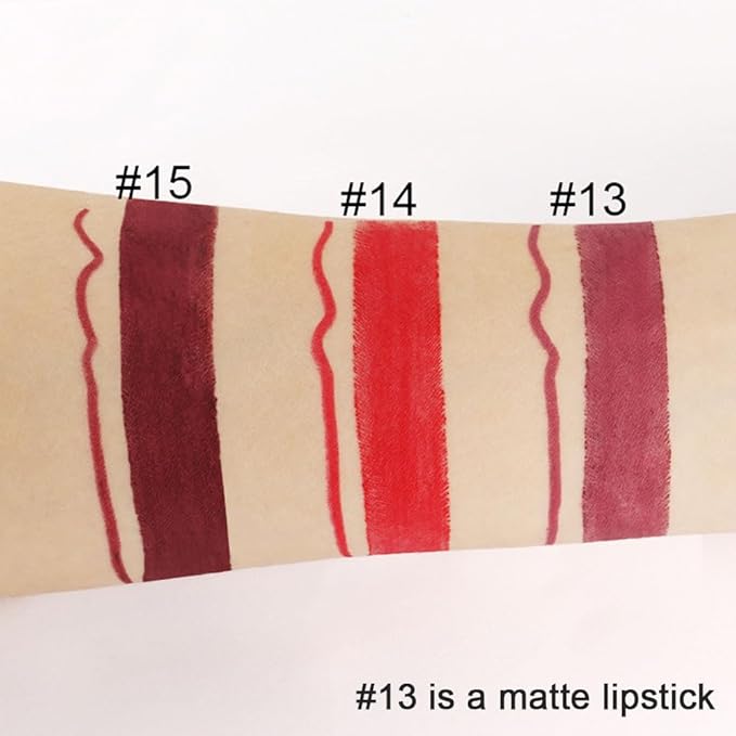Kaely 2-in-1 Mauve Red Lip Liner & Lipstick Set Kit for Women, Matte Lips Kit with Lip Liner Lip Stains Long Lasting Waterproof 24 Hour Lipstick and Lip Liners Combo Lipliners Pencil Set 13