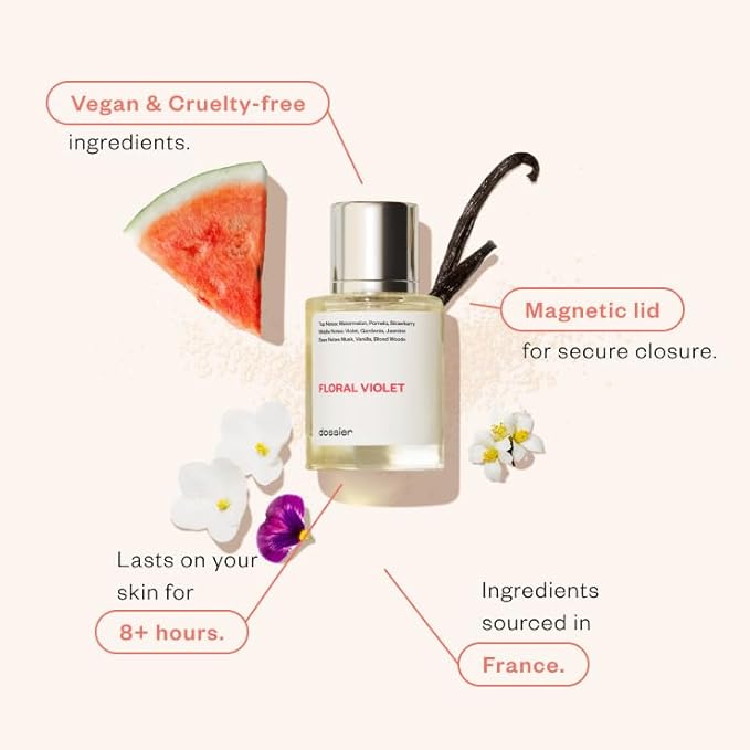 Dossier - Floral Violet - Eau de Parfum - Inspired by M.Jacobs Daisy - Perfume Luxury - Paraben Free - Vegan - For Women - Fragrance 1.7 oz (Spray 50ml)