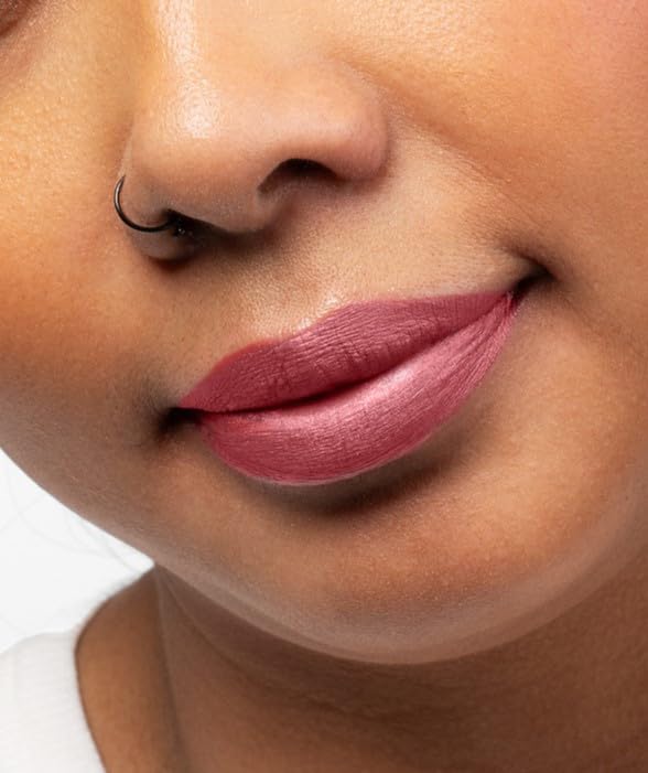 Aromi Metallic Liquid Lipstick | Rosy Chestnut Lip Color with Shimmery Finish, Vegan, Pink Nude Shade, Long-lasting, Waterproof (Alpine Bloom)