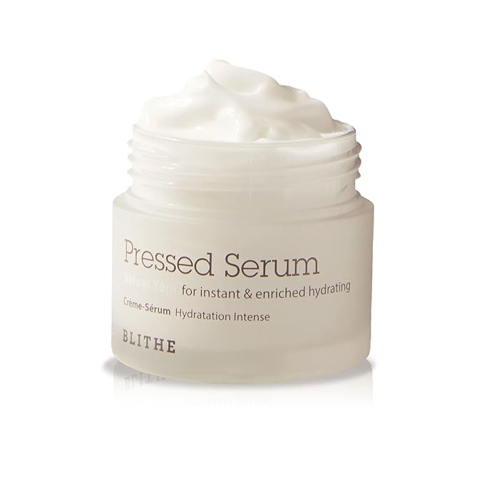 BLITHE Pressed Serum 68.79% Wild Yam Moisturizing Serum with Cream Texture for Women, Vegan Mucin Safe for Sensitive Skin, Korean Skincare 0.91 Fl Oz