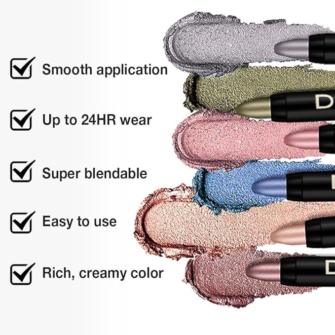 Dark Brown Shimmer Cream Eye Shadow Stick Makeup for Women, Brown Shimmer Eyeliner Pencil Eyeshadow Brightener Stick for Eyes, Waterproof Eyeshadow Applicator Blendable sombras para ojos 76#