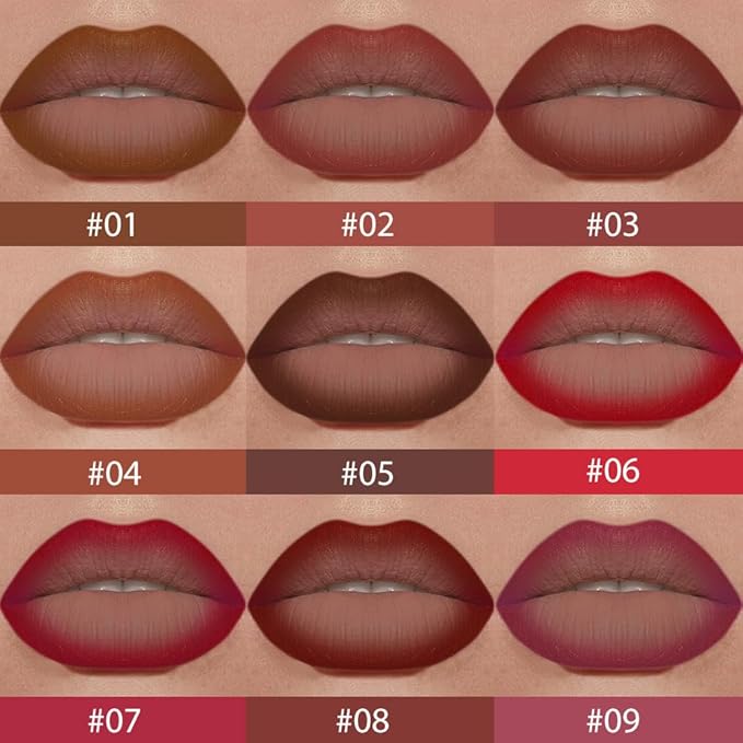 evpct Red Mocha Brown Gradient Matte Lipstick Lip Liner Crayon Combo Pencil Set for Women Long Lasting Waterproof, Red Matte Cream Lip Liner and Lipstick Combo Makeup, Flawless Gradual Ombre Effect